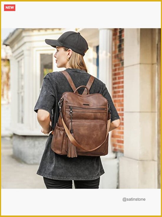 Faux Leather Tassel Backpack Purse Convertible Shoulder Bag Travel Large main image 6